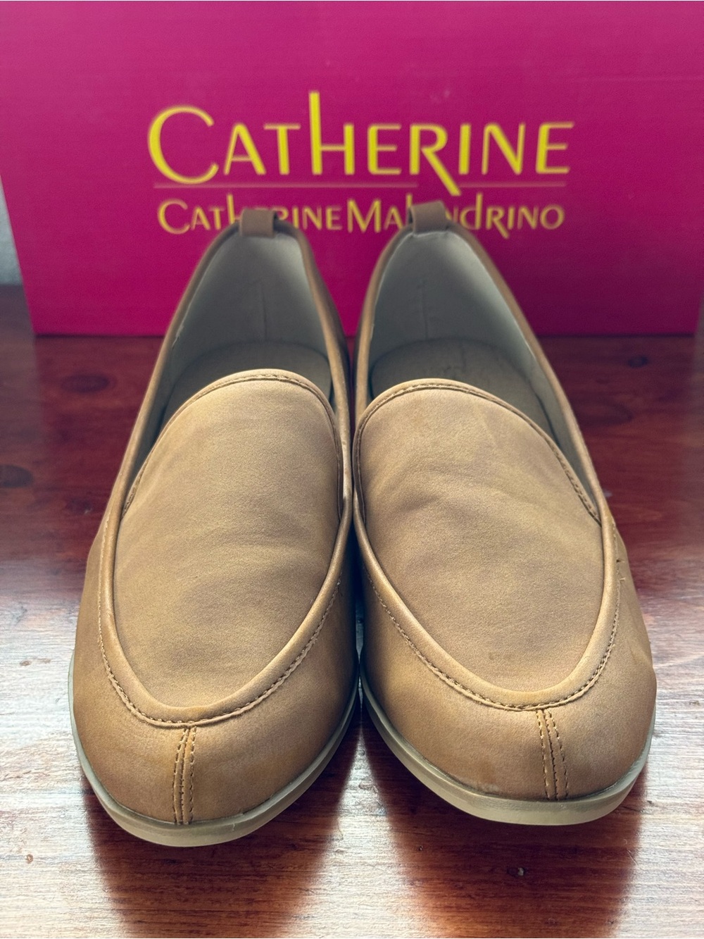 Catherine Malandrino Tan Leather Slip-On Loafers